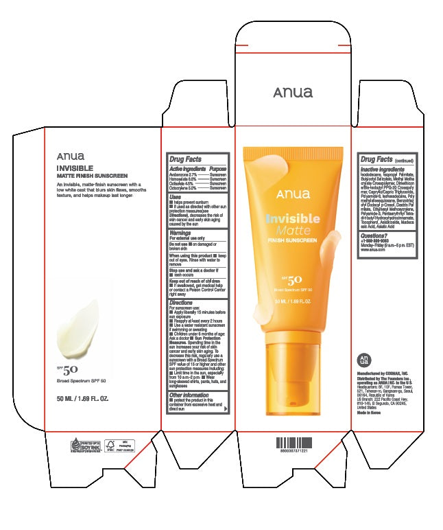 Anua invisible sunscreen